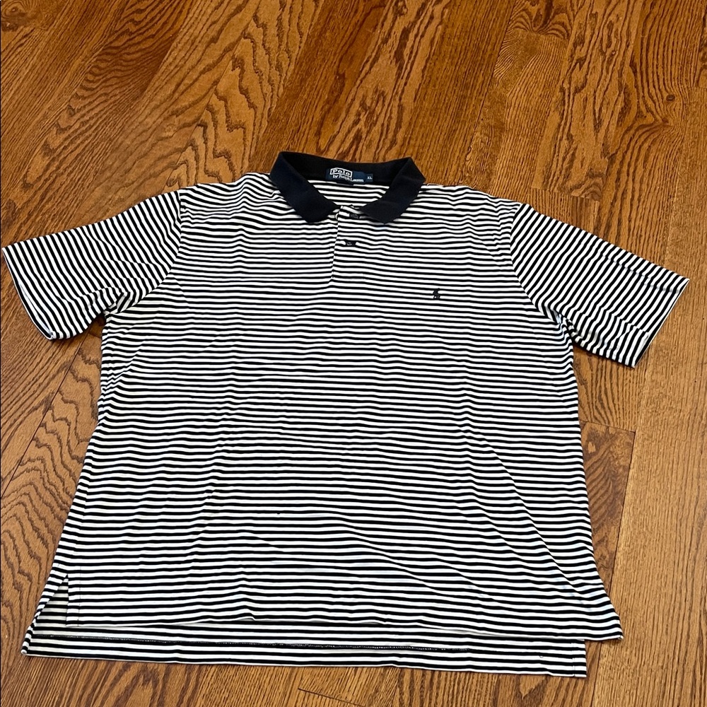Ralph Lauren Black and White Striped Polo Shirt
